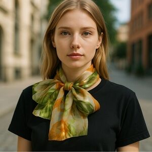 Beautiful silky scarf with floral design